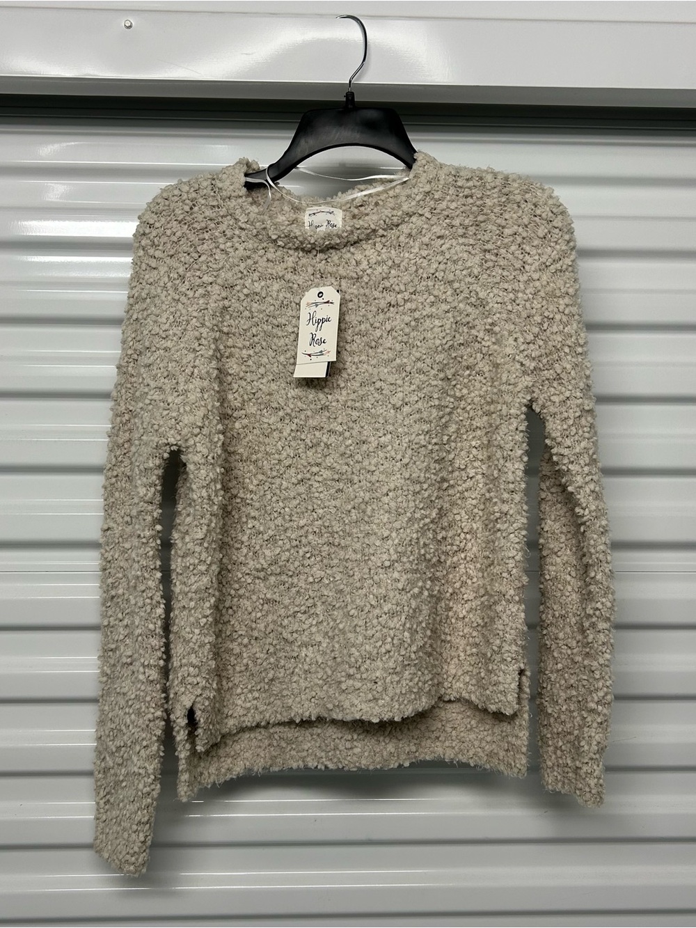 Hippie Rose Cream Bouclé Crewneck Sweater